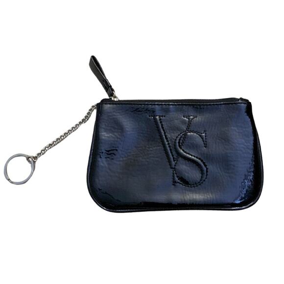 VS Victoria’s Secret Patent Small Black Mini Bag Wallet Purse Makeup Wristlet - Picture 2 of 9